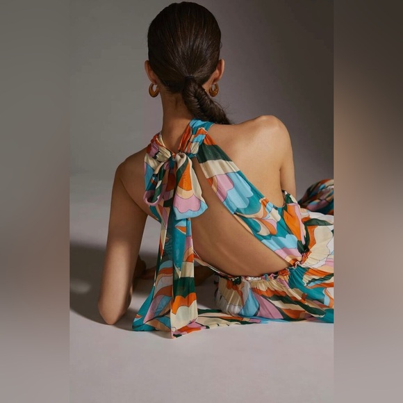 🪷Anthropologie Maeve Keyhole Halter Tiered Bohemian Maxi Dress, NWT✨ - Picture 3 of 5